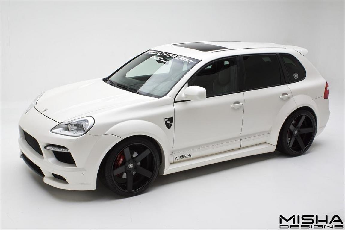 Porsche Cayenne Wide Body Kit on white Cayenne 957 - Misha Designs ...