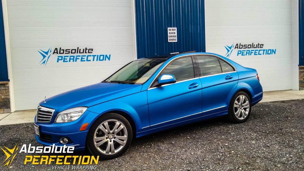 Mercedes C300 In Matte Blue Wrap Absolute Perfection Vehicle Wrap Sykesville Md Us 137784