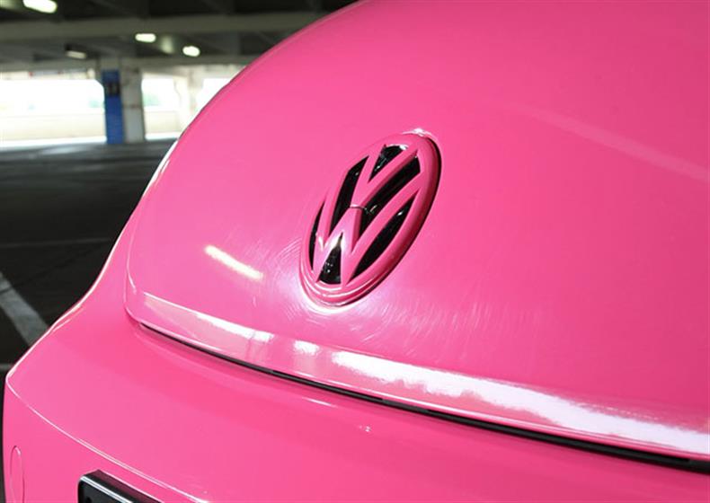 VW Beetle Wrapped Hot Pink