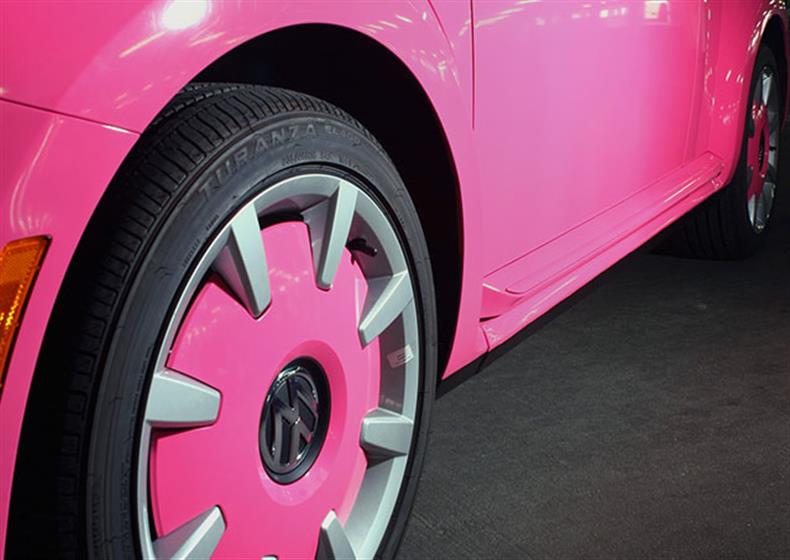 VW Beetle Wrapped Hot Pink
