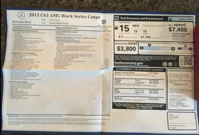 2013 Mercedes-Benz C63 AMG For Sale