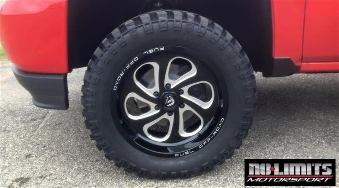 Red 2016 Chevy Silverado 1500 -  Fuel Offroad Flow wheels, Mickey Thompson Deegan 38 tires: